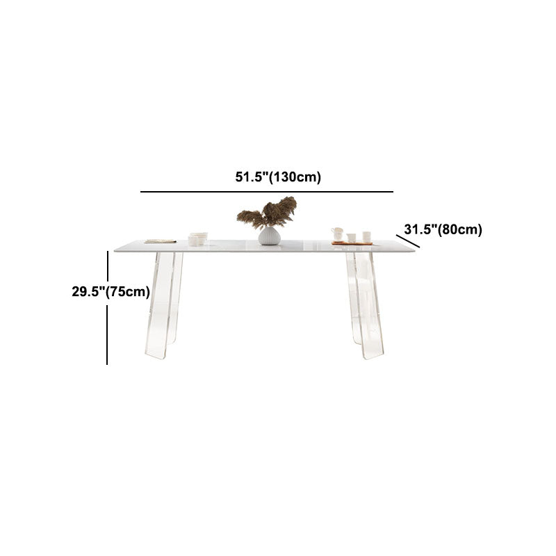 Modern 1/2/5/6 Pieces Acrylic Dining Table Set with White Sintered Stone Top Dinette Set Clearhalo 'Dining Room Sets' 'Dining Tables & Seating' 'dining_room_set' 'furn' 'furn_dining_room_set' 'Furniture' 'furniture_dining_room_set' 'Kitchen & Dining Furniture' 'kitchen&dining_furn' 'kitchen' 4570237