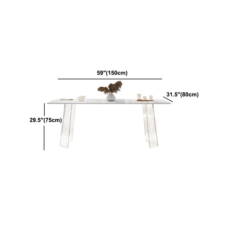 Modern 1/2/5/6 Pieces Acrylic Dining Table Set with White Sintered Stone Top Dinette Set Clearhalo 'Dining Room Sets' 'Dining Tables & Seating' 'dining_room_set' 'furn' 'furn_dining_room_set' 'Furniture' 'furniture_dining_room_set' 'Kitchen & Dining Furniture' 'kitchen&dining_furn' 'kitchen' 4570239