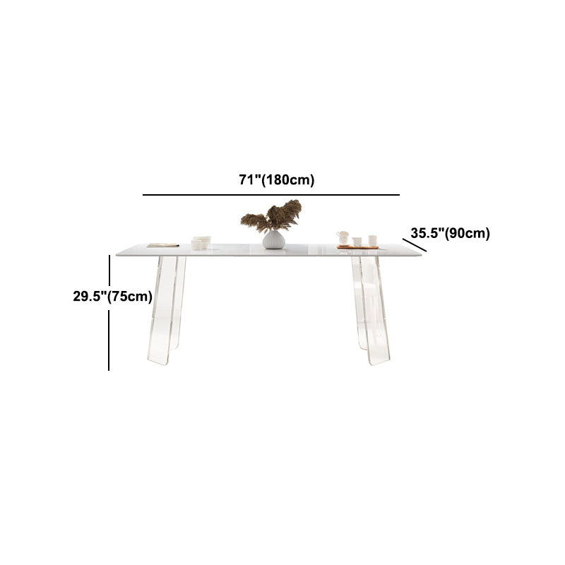 Modern 1/2/5/6 Pieces Acrylic Dining Table Set with White Sintered Stone Top Dinette Set Clearhalo 'Dining Room Sets' 'Dining Tables & Seating' 'dining_room_set' 'furn' 'furn_dining_room_set' 'Furniture' 'furniture_dining_room_set' 'Kitchen & Dining Furniture' 'kitchen&dining_furn' 'kitchen' 4570241