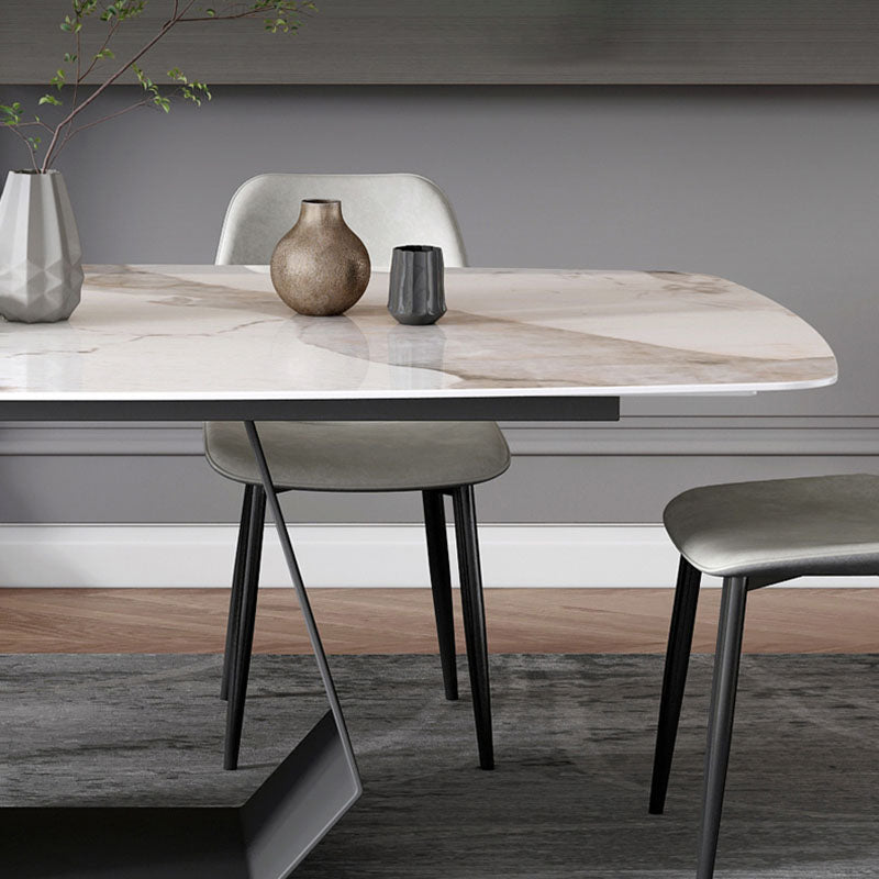 Minimalist 1/4/5/7 Pieces Rectangular Dining Table Set Sintered Stone Furniture for Home Clearhalo 'Dining Room Sets' 'Dining Tables & Seating' 'dining_room_set' 'furn' 'furn_dining_room_set' 'Furniture' 'furniture_dining_room_set' 'Kitchen & Dining Furniture' 'kitchen&dining_furn' 'kitchen' 4570251