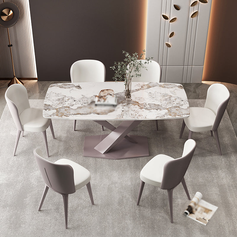 Modern 1/2/5/6/7 Pieces Indoor Kitchen Dining Set Sintered Stone Table and Chair Set Clearhalo 'Dining Room Sets' 'Dining Tables & Seating' 'dining_room_set' 'furn' 'furn_dining_room_set' 'Furniture' 'furniture_dining_room_set' 'Kitchen & Dining Furniture' 'kitchen&dining_furn' 'kitchen' 4570264