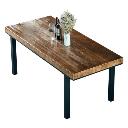 Industrial 1/2/5/7 Pieces Dining Set Solid Wood Dining Table with Leather Chairs Wood 78.7"L x 31.5"W Clearhalo 'Dining Room Sets' 'Dining Tables & Seating' 'dining_room_set' 'furn' 'furn_dining_room_set' 'Furniture' 'furniture_dining_room_set' 'Kitchen & Dining Furniture' 'kitchen&dining_furn' 'kitchen' 4570284