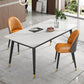 Glam Style 1/2/3/5/7 Pieces Dining Set Sintered Stone Dining Table Set for Home Use 3 Pieces: Table, 2 Orange Chairs Clearhalo 'Dining Room Sets' 'Dining Tables & Seating' 'dining_room_set' 'furn' 'furn_dining_room_set' 'Furniture' 'furniture_dining_room_set' 'Kitchen & Dining Furniture' 'kitchen&dining_furn' 'kitchen' 4570313