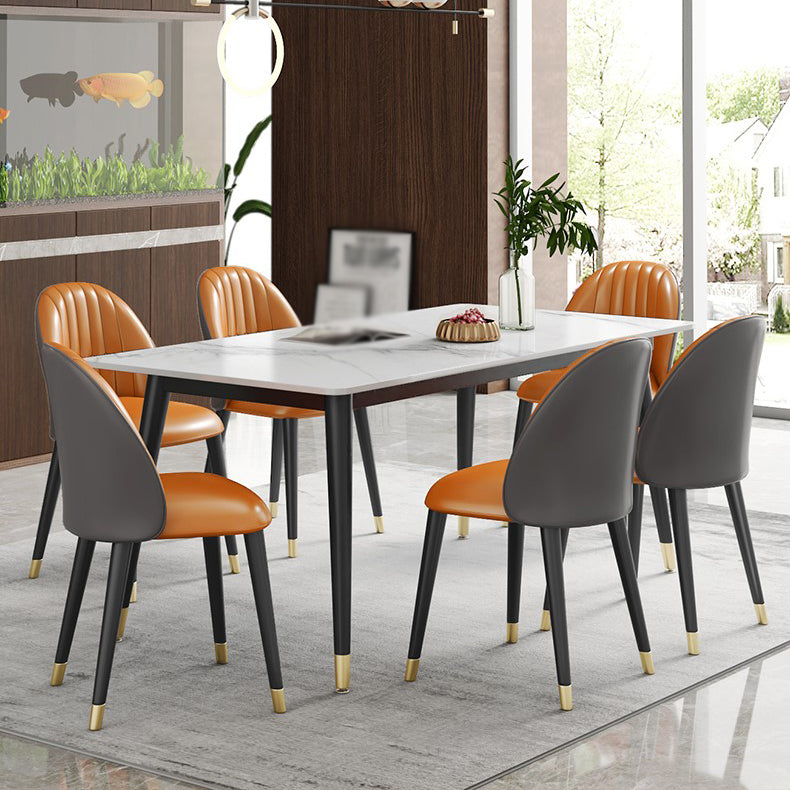 Glam Style 1/2/3/5/7 Pieces Dining Set Sintered Stone Dining Table Set for Home Use Clearhalo 'Dining Room Sets' 'Dining Tables & Seating' 'dining_room_set' 'furn' 'furn_dining_room_set' 'Furniture' 'furniture_dining_room_set' 'Kitchen & Dining Furniture' 'kitchen&dining_furn' 'kitchen' 4570327