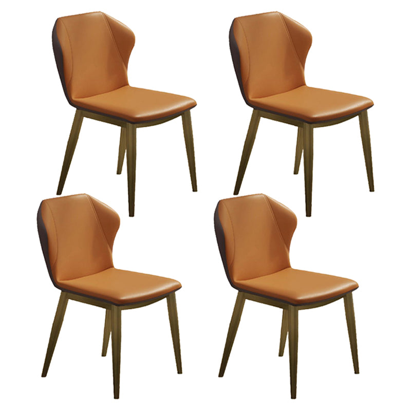 Contemporary Style 1/3/4/7 Pieces Dining Set Rectangular Sintered Stone Dining Table Set 4 Orange Chairs Clearhalo 'Dining Room Sets' 'Dining Tables & Seating' 'dining_room_set' 'furn' 'furn_dining_room_set' 'Furniture' 'furniture_dining_room_set' 'Kitchen & Dining Furniture' 'kitchen&dining_furn' 'kitchen' 4570351