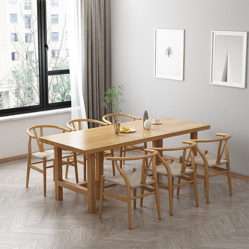 Contemporary 1/2/7 Pieces Dining Set with Solid Wood Table Dining Furniture 7 Pieces: Table, 6 Grey Chairs Clearhalo 'Dining Room Sets' 'Dining Tables & Seating' 'dining_room_set' 'furn' 'furn_dining_room_set' 'Furniture' 'furniture_dining_room_set' 'Kitchen & Dining Furniture' 'kitchen&dining_furn' 'kitchen' 4570383