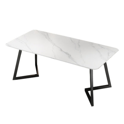 Modern 1/4/5/7 Pieces Dining Set Sintered Stone Dining Table with Leather Chairs Clearhalo 'Dining Room Sets' 'Dining Tables & Seating' 'dining_room_set' 'furn' 'furn_dining_room_set' 'Furniture' 'furniture_dining_room_set' 'Kitchen & Dining Furniture' 'kitchen&dining_furn' 'kitchen' 4570429