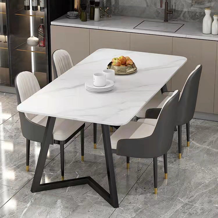 Modern 1/4/5/7 Pieces Dining Set Sintered Stone Dining Table with Leather Chairs Clearhalo 'Dining Room Sets' 'Dining Tables & Seating' 'dining_room_set' 'furn' 'furn_dining_room_set' 'Furniture' 'furniture_dining_room_set' 'Kitchen & Dining Furniture' 'kitchen&dining_furn' 'kitchen' 4570431