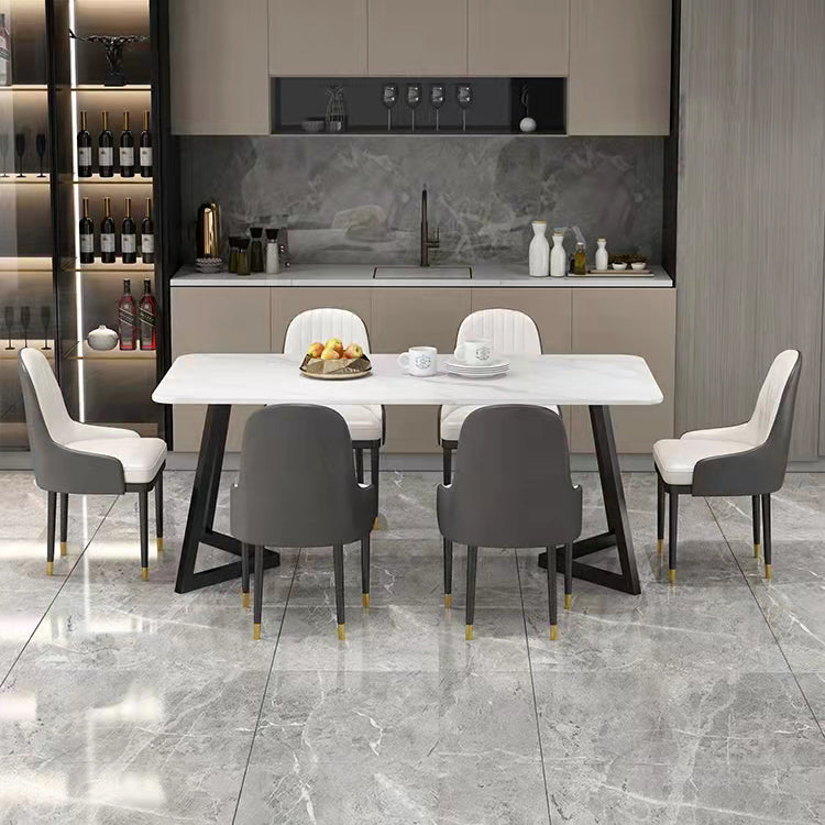 Modern 1/4/5/7 Pieces Dining Set Sintered Stone Dining Table with Leather Chairs Clearhalo 'Dining Room Sets' 'Dining Tables & Seating' 'dining_room_set' 'furn' 'furn_dining_room_set' 'Furniture' 'furniture_dining_room_set' 'Kitchen & Dining Furniture' 'kitchen&dining_furn' 'kitchen' 4570433