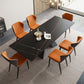 Modern 1/4/5/7 Pieces Dining Set Rectangle Black Dining Table Set for Home Use 7 Pieces: Table, 6 Chairs Clearhalo 'Dining Room Sets' 'Dining Tables & Seating' 'dining_room_set' 'furn' 'furn_dining_room_set' 'Furniture' 'furniture_dining_room_set' 'Kitchen & Dining Furniture' 'kitchen&dining_furn' 'kitchen' 4570444