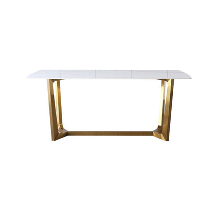 Contemporary 1/4/5/7 Pieces Furniture Sintered Stone Dining Table Set with Golden Base White 70.9"L x 35.4"W Clearhalo 'Dining Room Sets' 'Dining Tables & Seating' 'dining_room_set' 'furn' 'furn_dining_room_set' 'Furniture' 'furniture_dining_room_set' 'Kitchen & Dining Furniture' 'kitchen&dining_furn' 'kitchen' 4570464