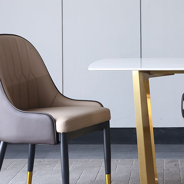 Contemporary 1/4/5/7 Pieces Furniture Sintered Stone Dining Table Set with Golden Base Clearhalo 'Dining Room Sets' 'Dining Tables & Seating' 'dining_room_set' 'furn' 'furn_dining_room_set' 'Furniture' 'furniture_dining_room_set' 'Kitchen & Dining Furniture' 'kitchen&dining_furn' 'kitchen' 4570470