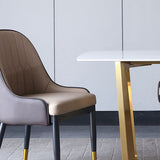 Contemporary 1/4/5/7 Pieces Furniture Sintered Stone Dining Table Set with Golden Base Clearhalo 'Dining Room Sets' 'Dining Tables & Seating' 'dining_room_set' 'furn' 'furn_dining_room_set' 'Furniture' 'furniture_dining_room_set' 'Kitchen & Dining Furniture' 'kitchen&dining_furn' 'kitchen' 4570470