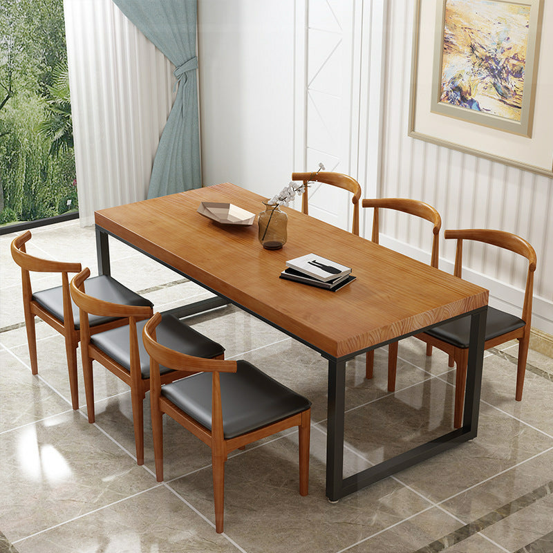 Metal Industrial Dining Table Pine Wood Top Table for Kitchen and Dining Room 63"L x 27.6"W x 29.5"H Without Chairs Clearhalo ' dining_table' 'Dining Tables & Seating' 'Dining Tables' 'furn' 'furn_dining_table' 'Furniture' 'furniture_dining_table' 'Kitchen & Dining Furniture' 'kitchen&dining_furn' 'kitchen' 'kitchen_dining_table' 4570479