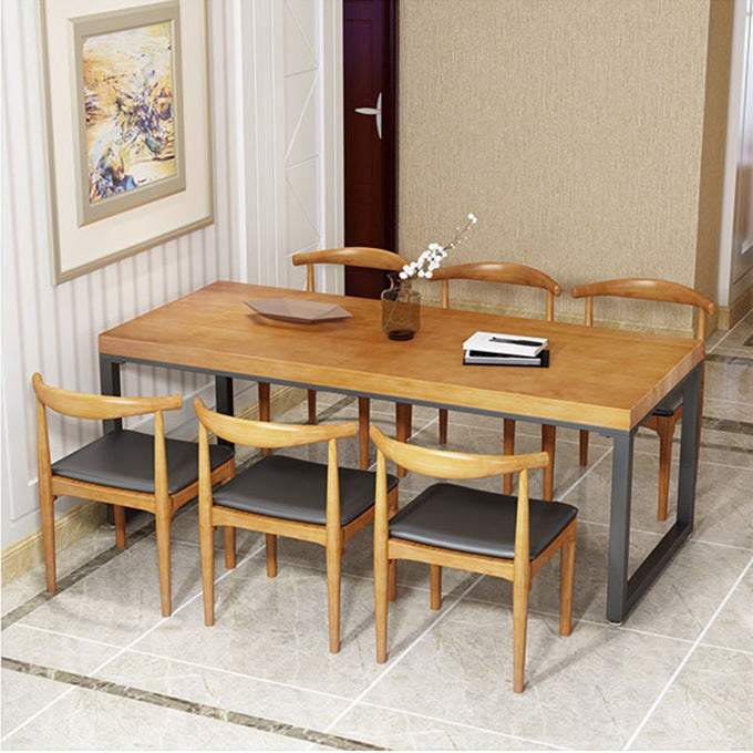 Metal Industrial Dining Table Pine Wood Top Table for Kitchen and Dining Room Clearhalo ' dining_table' 'Dining Tables & Seating' 'Dining Tables' 'furn' 'furn_dining_table' 'Furniture' 'furniture_dining_table' 'Kitchen & Dining Furniture' 'kitchen&dining_furn' 'kitchen' 'kitchen_dining_table' 4570485