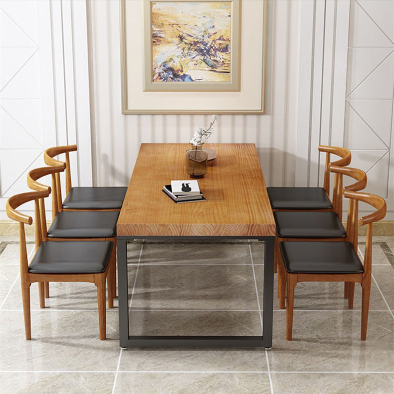 Metal Industrial Dining Table Pine Wood Top Table for Kitchen and Dining Room Clearhalo ' dining_table' 'Dining Tables & Seating' 'Dining Tables' 'furn' 'furn_dining_table' 'Furniture' 'furniture_dining_table' 'Kitchen & Dining Furniture' 'kitchen&dining_furn' 'kitchen' 'kitchen_dining_table' 4570486