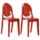 Modern Plastic Side Chair Matte Finish Open Back Dining Chair Red Clear 2 Piece Set Clearhalo ' kitchen&dining_furn' 'Dining Chairs' 'Dining Tables & Seating' 'dining_chair' 'furn' 'furn_dining_chair' 'Furniture' 'furniture_dining_chair' 'Kitchen & Dining Furniture' 'kitchen' 4570508