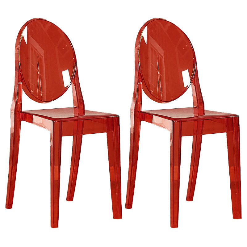 Modern Plastic Side Chair Matte Finish Open Back Dining Chair Red Clear 2 Piece Set Clearhalo ' kitchen&dining_furn' 'Dining Chairs' 'Dining Tables & Seating' 'dining_chair' 'furn' 'furn_dining_chair' 'Furniture' 'furniture_dining_chair' 'Kitchen & Dining Furniture' 'kitchen' 4570508