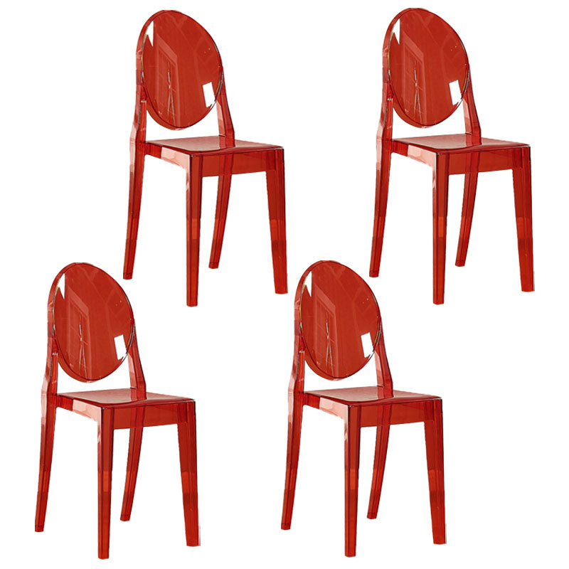 Modern Plastic Side Chair Matte Finish Open Back Dining Chair Red Clear 4 Piece Set Clearhalo ' kitchen&dining_furn' 'Dining Chairs' 'Dining Tables & Seating' 'dining_chair' 'furn' 'furn_dining_chair' 'Furniture' 'furniture_dining_chair' 'Kitchen & Dining Furniture' 'kitchen' 4570510