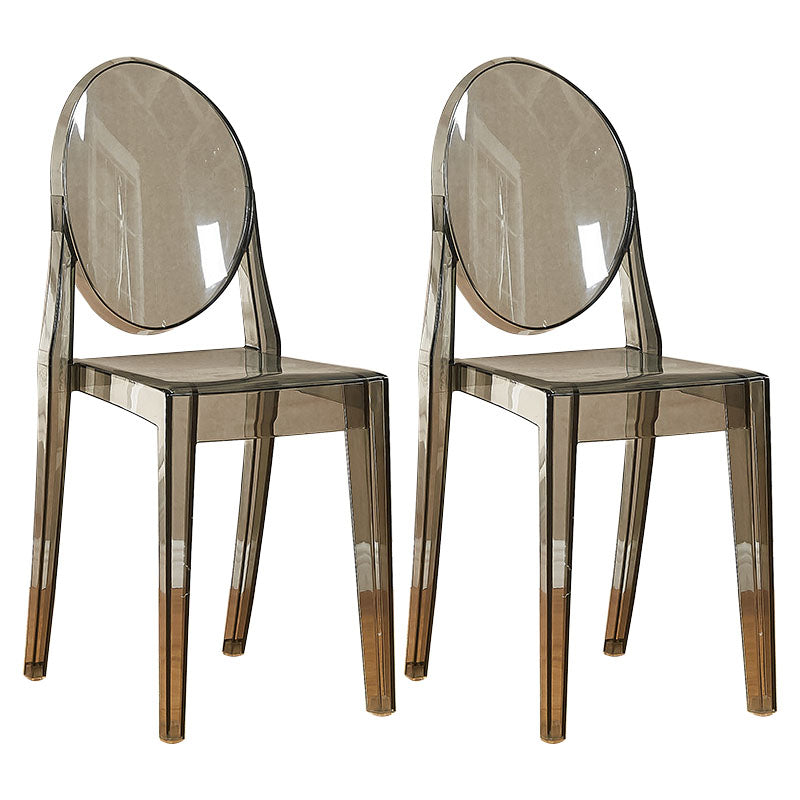 Modern Plastic Side Chair Matte Finish Open Back Dining Chair Gray-Clear 2 Piece Set Clearhalo ' kitchen&dining_furn' 'Dining Chairs' 'Dining Tables & Seating' 'dining_chair' 'furn' 'furn_dining_chair' 'Furniture' 'furniture_dining_chair' 'Kitchen & Dining Furniture' 'kitchen' 4570514
