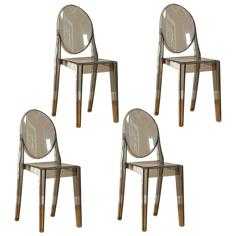 Modern Plastic Side Chair Matte Finish Open Back Dining Chair Gray-Clear 4 Piece Set Clearhalo ' kitchen&dining_furn' 'Dining Chairs' 'Dining Tables & Seating' 'dining_chair' 'furn' 'furn_dining_chair' 'Furniture' 'furniture_dining_chair' 'Kitchen & Dining Furniture' 'kitchen' 4570517