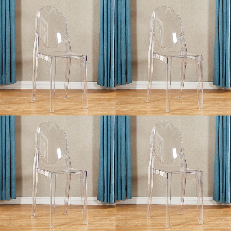 Modern Plastic Side Chair Matte Finish Open Back Dining Chair Clear 4 Piece Set Clearhalo ' kitchen&dining_furn' 'Dining Chairs' 'Dining Tables & Seating' 'dining_chair' 'furn' 'furn_dining_chair' 'Furniture' 'furniture_dining_chair' 'Kitchen & Dining Furniture' 'kitchen' 4570520