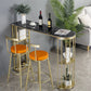 Glam Marble Top Bar Table Gold Double Pedestal Table - 41.3" H Black Without Chairs Clearhalo 'Bar Furniture' 'Bar Tables' 'bar_tables' 'furn' 'furn_bar_tables' 'Furniture' 'furniture_bar_tables' 'Kitchen & Dining Furniture' 4570529