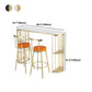 Glam Marble Top Bar Table Gold Double Pedestal Table - 41.3" H Clearhalo 'Bar Furniture' 'Bar Tables' 'bar_tables' 'furn' 'furn_bar_tables' 'Furniture' 'furniture_bar_tables' 'Kitchen & Dining Furniture' 4570536