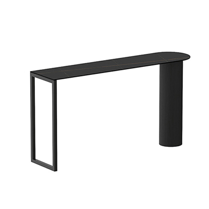 Modern Marble Pub Table with Specialty Table Top Double Pedestal Table- 41.3" H Black Without Chairs Clearhalo 'Bar Furniture' 'Bar Tables' 'bar_tables' 'furn' 'furn_bar_tables' 'Furniture' 'furniture_bar_tables' 'Kitchen & Dining Furniture' 4570547