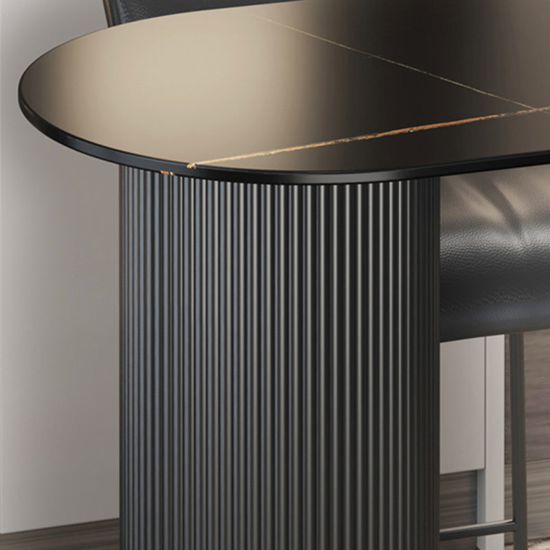 Modern Marble Pub Table with Specialty Table Top Double Pedestal Table- 41.3" H Clearhalo 'Bar Furniture' 'Bar Tables' 'bar_tables' 'furn' 'furn_bar_tables' 'Furniture' 'furniture_bar_tables' 'Kitchen & Dining Furniture' 4570548