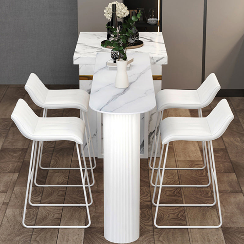 Modern Marble Pub Table with Specialty Table Top Double Pedestal Table- 41.3" H Clearhalo 'Bar Furniture' 'Bar Tables' 'bar_tables' 'furn' 'furn_bar_tables' 'Furniture' 'furniture_bar_tables' 'Kitchen & Dining Furniture' 4570550