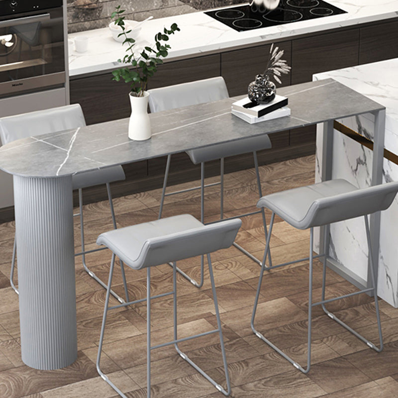 Modern Marble Pub Table with Specialty Table Top Double Pedestal Table- 41.3" H Clearhalo 'Bar Furniture' 'Bar Tables' 'bar_tables' 'furn' 'furn_bar_tables' 'Furniture' 'furniture_bar_tables' 'Kitchen & Dining Furniture' 4570551