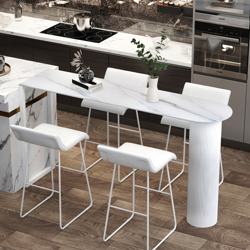 Modern Marble Pub Table with Specialty Table Top Double Pedestal Table- 41.3" H Clearhalo 'Bar Furniture' 'Bar Tables' 'bar_tables' 'furn' 'furn_bar_tables' 'Furniture' 'furniture_bar_tables' 'Kitchen & Dining Furniture' 4570552