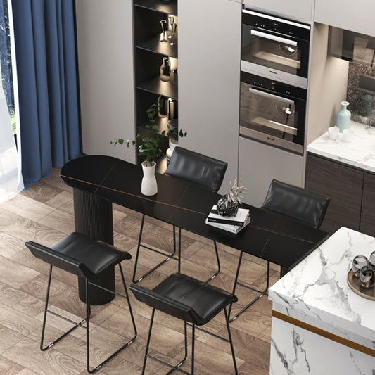 Modern Marble Pub Table with Specialty Table Top Double Pedestal Table- 41.3" H Clearhalo 'Bar Furniture' 'Bar Tables' 'bar_tables' 'furn' 'furn_bar_tables' 'Furniture' 'furniture_bar_tables' 'Kitchen & Dining Furniture' 4570553