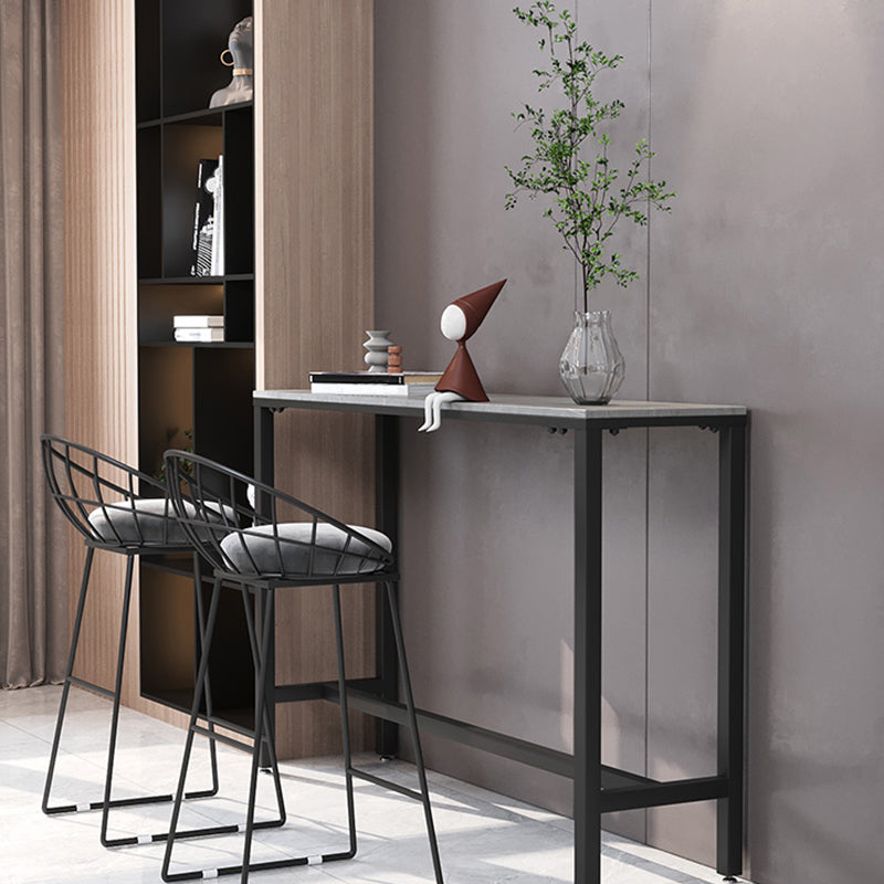 Marble Pub Table with Rectangle Table Top Double Pedestal Table - 41.3" H 39.4"L x 15.7"W x 41.3"H Without Chairs Clearhalo 'Bar Furniture' 'Bar Tables' 'bar_tables' 'furn' 'furn_bar_tables' 'Furniture' 'furniture_bar_tables' 'Kitchen & Dining Furniture' 4570562