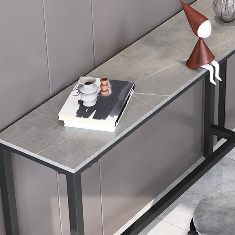 Marble Pub Table with Rectangle Table Top Double Pedestal Table - 41.3" H Clearhalo 'Bar Furniture' 'Bar Tables' 'bar_tables' 'furn' 'furn_bar_tables' 'Furniture' 'furniture_bar_tables' 'Kitchen & Dining Furniture' 4570564