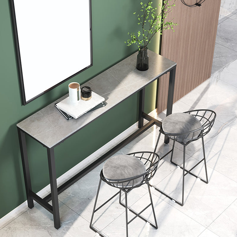 Marble Pub Table with Rectangle Table Top Double Pedestal Table - 41.3" H Clearhalo 'Bar Furniture' 'Bar Tables' 'bar_tables' 'furn' 'furn_bar_tables' 'Furniture' 'furniture_bar_tables' 'Kitchen & Dining Furniture' 4570566