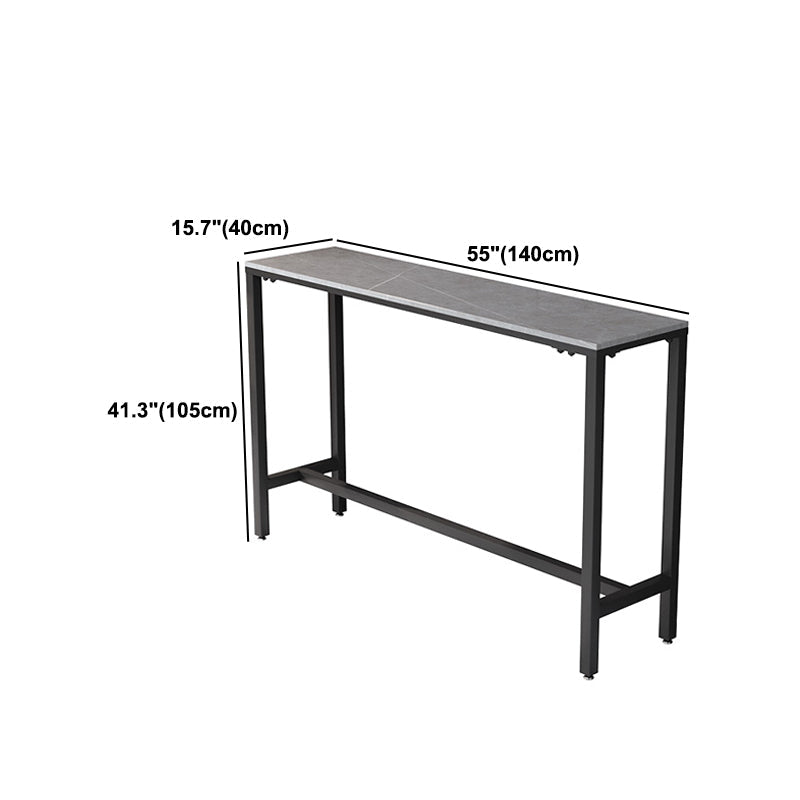 Marble Pub Table with Rectangle Table Top Double Pedestal Table - 41.3" H Clearhalo 'Bar Furniture' 'Bar Tables' 'bar_tables' 'furn' 'furn_bar_tables' 'Furniture' 'furniture_bar_tables' 'Kitchen & Dining Furniture' 4570569
