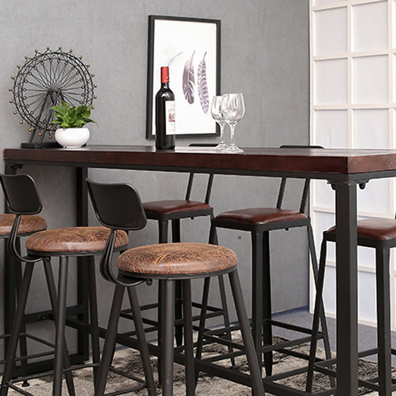 Modern Style Bar Table Solid Wood and Iron Brown Bar Table for Indoor Clearhalo 'Bar Furniture' 'Bar Tables' 'bar_tables' 'furn' 'furn_bar_tables' 'Furniture' 'furniture_bar_tables' 'Kitchen & Dining Furniture' 4570590