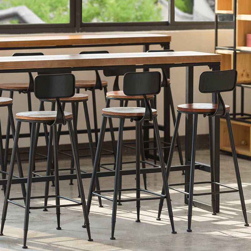 Modern Style Brown Bar Table Solid Wood and Iron Milk Tea Shop Bar Table 39.4"L x 15.7"W x 41.3"H Without Chairs Clearhalo 'Bar Furniture' 'Bar Tables' 'bar_tables' 'furn' 'furn_bar_tables' 'Furniture' 'furniture_bar_tables' 'Kitchen & Dining Furniture' 4570605