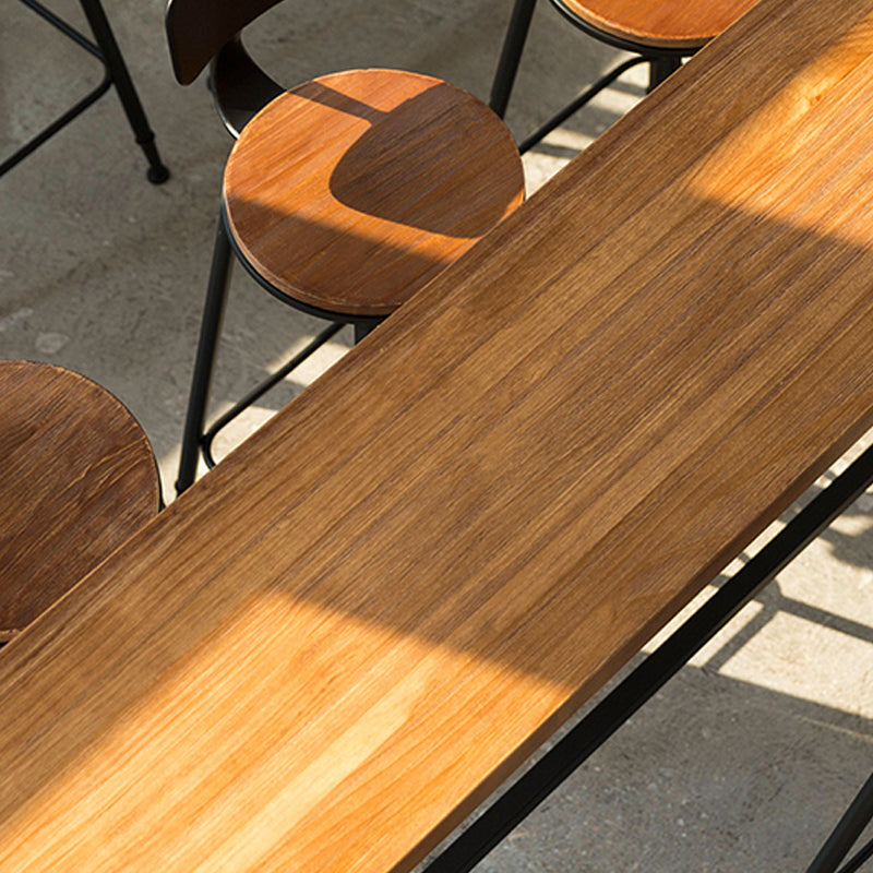 Modern Style Brown Bar Table Solid Wood and Iron Milk Tea Shop Bar Table Clearhalo 'Bar Furniture' 'Bar Tables' 'bar_tables' 'furn' 'furn_bar_tables' 'Furniture' 'furniture_bar_tables' 'Kitchen & Dining Furniture' 4570608