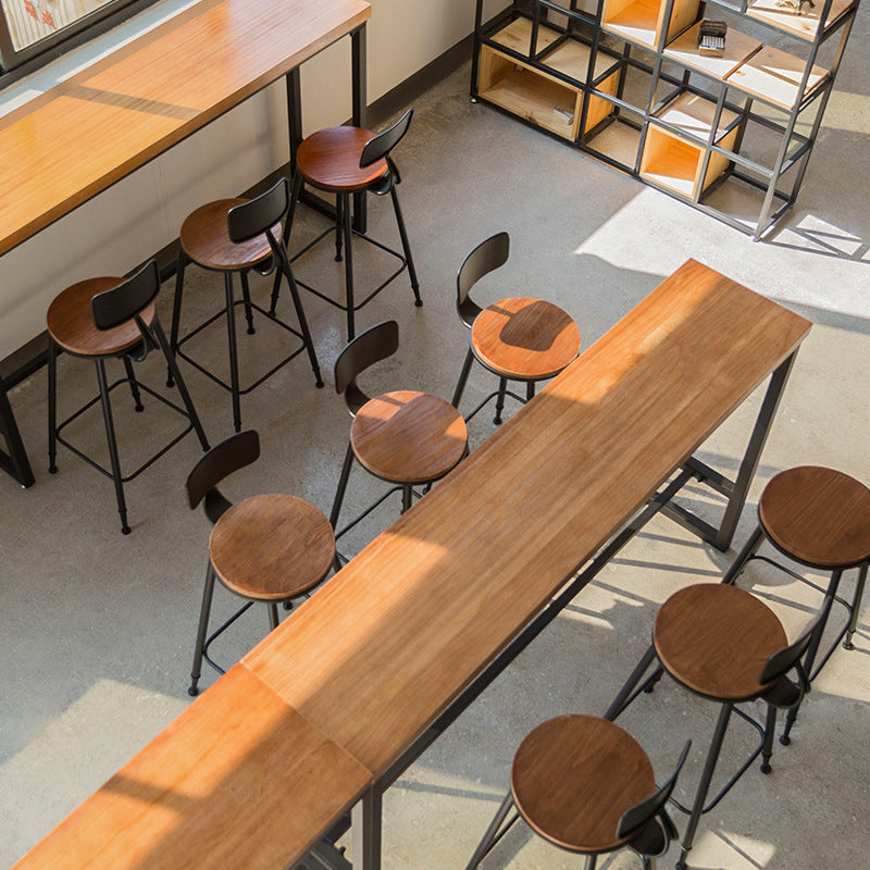 Modern Style Brown Bar Table Solid Wood and Iron Milk Tea Shop Bar Table Clearhalo 'Bar Furniture' 'Bar Tables' 'bar_tables' 'furn' 'furn_bar_tables' 'Furniture' 'furniture_bar_tables' 'Kitchen & Dining Furniture' 4570610