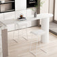 White Modern Style Bar Table in Iron Top and Faux Marble Milk Tea Shop Bar Table 47.2"L x 19.7"W x 41.3"H White Without Chairs Clearhalo 'Bar Furniture' 'Bar Tables' 'bar_tables' 'furn' 'furn_bar_tables' 'Furniture' 'furniture_bar_tables' 'Kitchen & Dining Furniture' 4570618