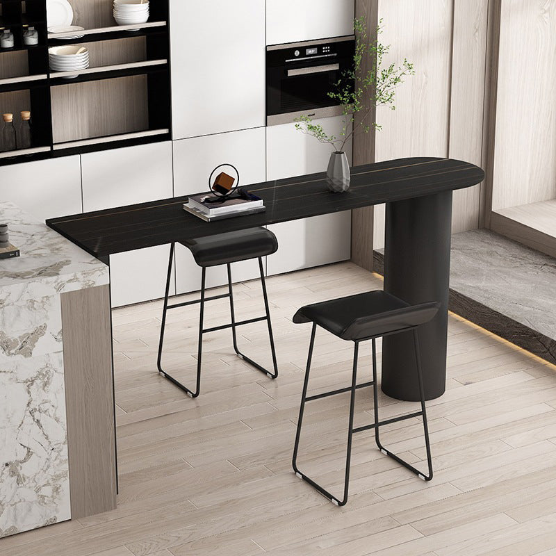 White Modern Style Bar Table in Iron Top and Faux Marble Milk Tea Shop Bar Table Black Without Chairs Clearhalo 'Bar Furniture' 'Bar Tables' 'bar_tables' 'furn' 'furn_bar_tables' 'Furniture' 'furniture_bar_tables' 'Kitchen & Dining Furniture' 4570619