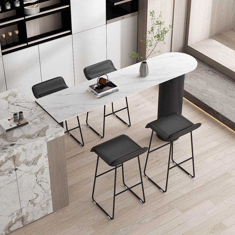 White Modern Style Bar Table in Iron Top and Faux Marble Milk Tea Shop Bar Table Black-White Without Chairs Clearhalo 'Bar Furniture' 'Bar Tables' 'bar_tables' 'furn' 'furn_bar_tables' 'Furniture' 'furniture_bar_tables' 'Kitchen & Dining Furniture' 4570623