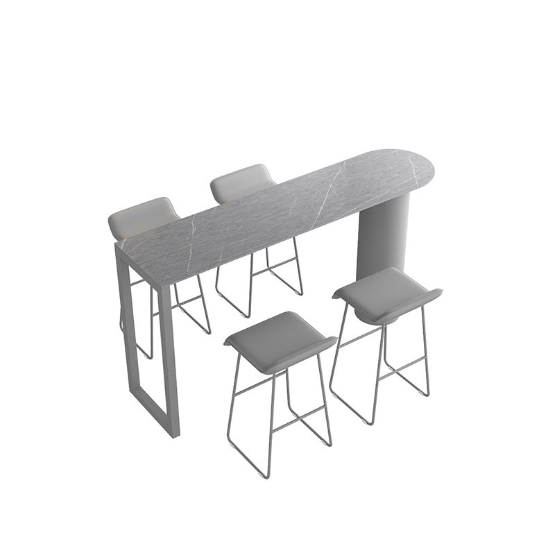White Modern Style Bar Table in Iron Top and Faux Marble Milk Tea Shop Bar Table Grey Without Chairs Clearhalo 'Bar Furniture' 'Bar Tables' 'bar_tables' 'furn' 'furn_bar_tables' 'Furniture' 'furniture_bar_tables' 'Kitchen & Dining Furniture' 4570624