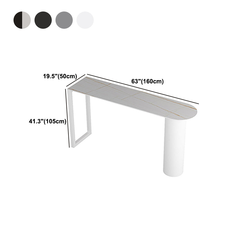 White Modern Style Bar Table in Iron Top and Faux Marble Milk Tea Shop Bar Table Clearhalo 'Bar Furniture' 'Bar Tables' 'bar_tables' 'furn' 'furn_bar_tables' 'Furniture' 'furniture_bar_tables' 'Kitchen & Dining Furniture' 4570631