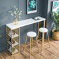 Glam White Marble Table with Rectangle Table Top Double Pedestal Table - 41.3" H 63"L x 15.7"W x 41.3"H Wood Without Chairs Clearhalo 'Bar Furniture' 'Bar Tables' 'bar_tables' 'furn' 'furn_bar_tables' 'Furniture' 'furniture_bar_tables' 'Kitchen & Dining Furniture' 4570635