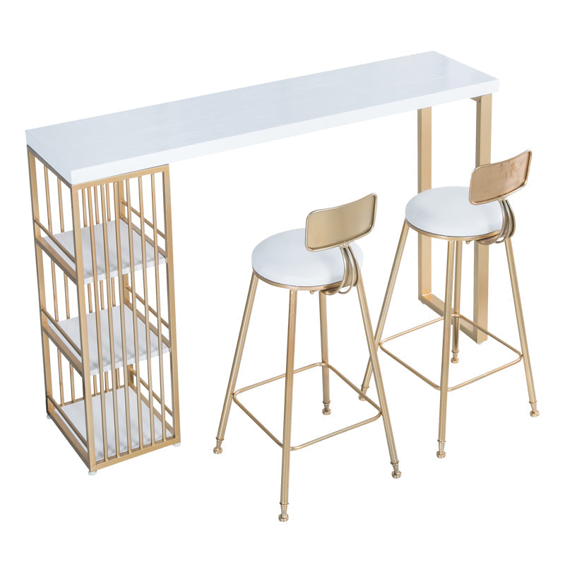 Glam White Marble Table with Rectangle Table Top Double Pedestal Table - 41.3" H Without Chairs Clearhalo 'Bar Furniture' 'Bar Tables' 'bar_tables' 'furn' 'furn_bar_tables' 'Furniture' 'furniture_bar_tables' 'Kitchen & Dining Furniture' 4570637