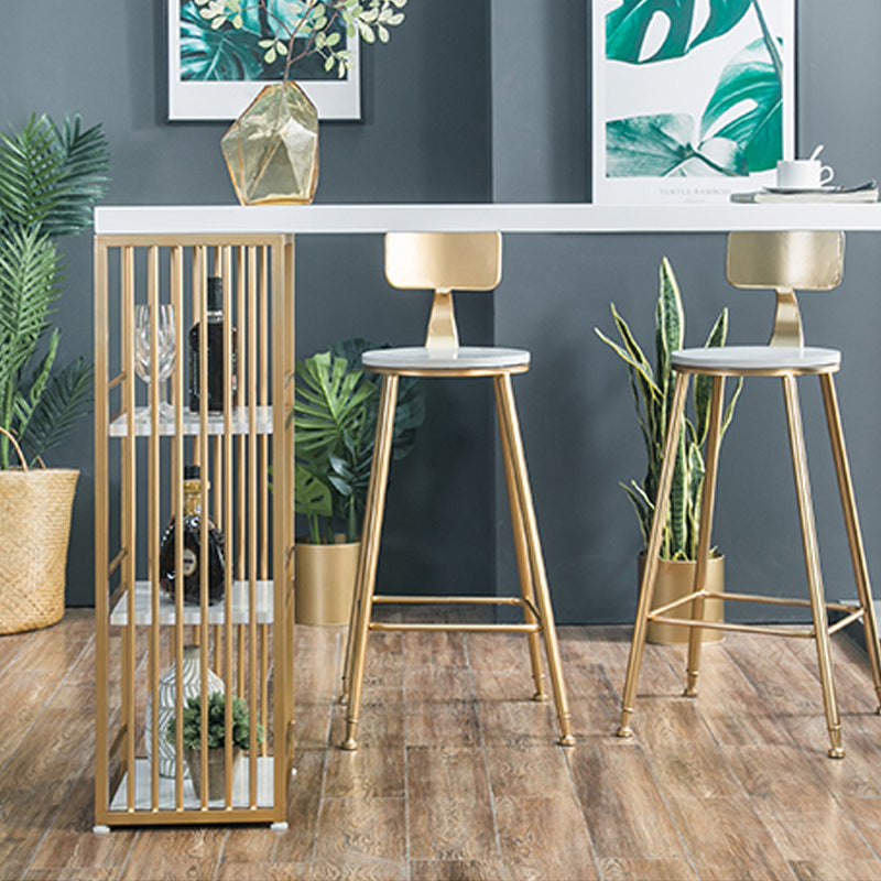 Glam White Marble Table with Rectangle Table Top Double Pedestal Table - 41.3" H Clearhalo 'Bar Furniture' 'Bar Tables' 'bar_tables' 'furn' 'furn_bar_tables' 'Furniture' 'furniture_bar_tables' 'Kitchen & Dining Furniture' 4570640